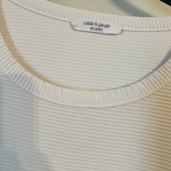 Cable & Gauge Women's Cream Ribbed Blouse - Picture 7 of 14